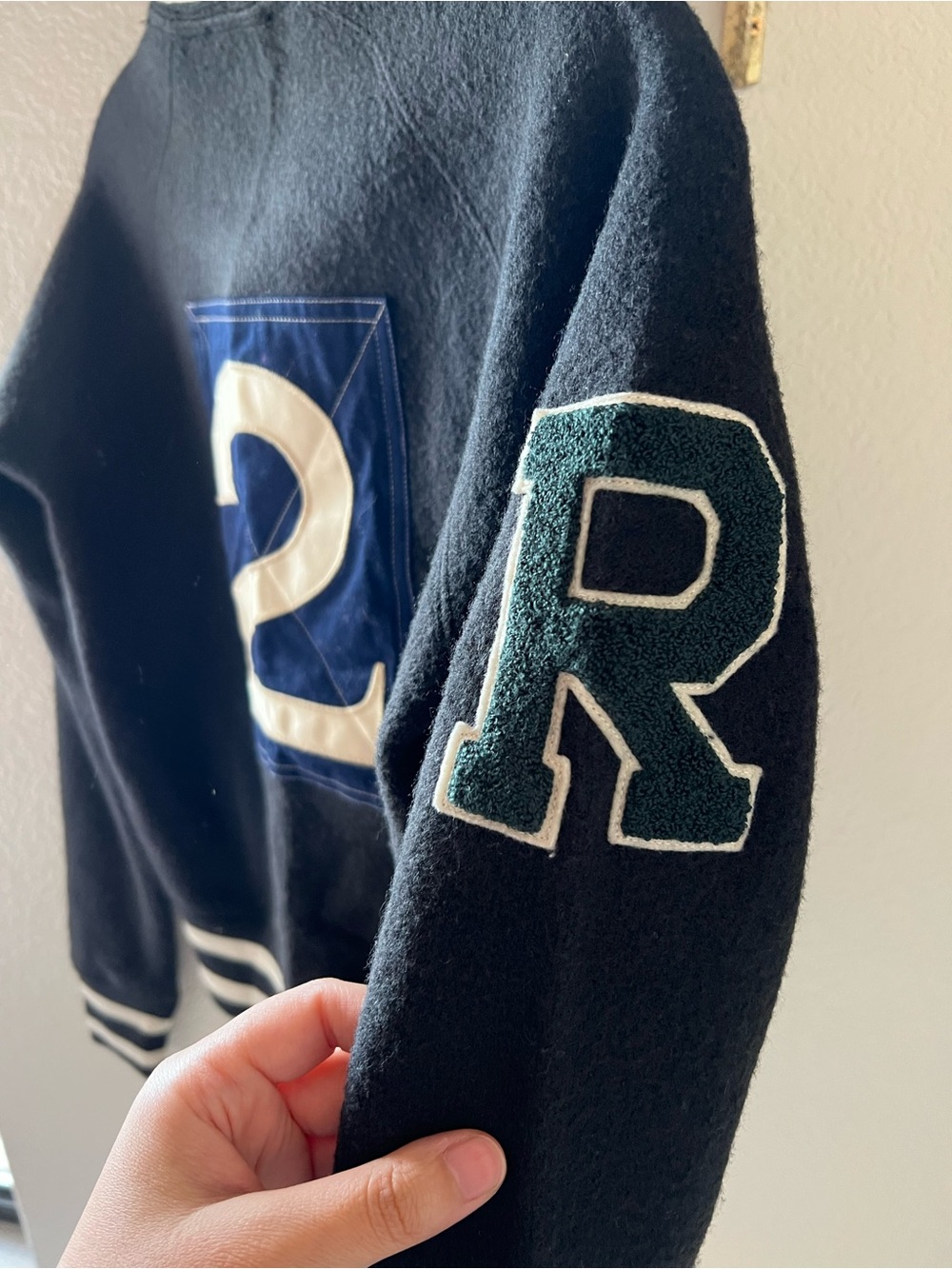 Vintage RARE Ralph Lauren Rugby Wool Varsity Jacket Crest Patches Wool Blend - Picture 5 of 9